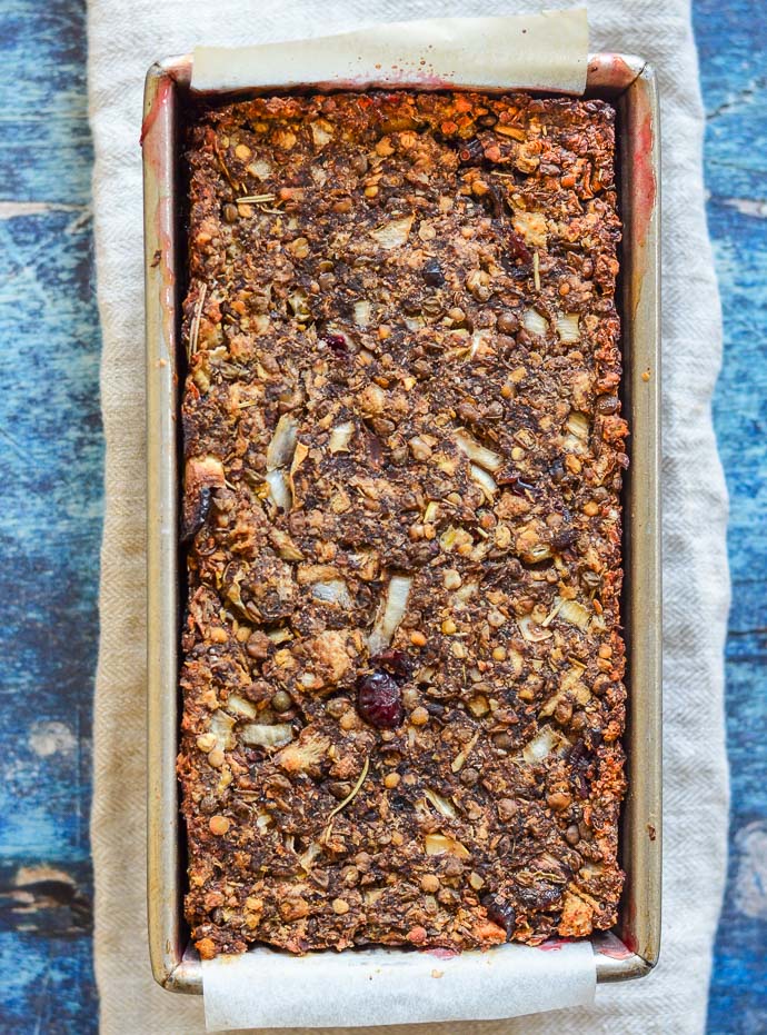 Mushroom Lentil Loaf with Cranberries - A Virtual Vegan