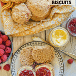 Super speedy & healthy Vegan Biscuits made with wholewheat flour, ground almonds & absolutely no oil. They can be baked up & ready in under 15 minutes!