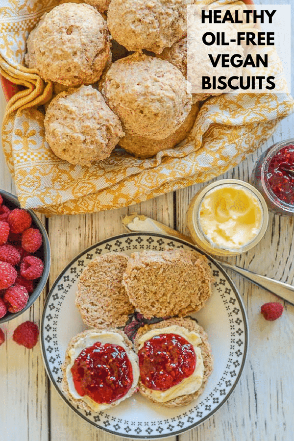 Super speedy & healthy Vegan Biscuits made with wholewheat flour, ground almonds & absolutely no oil. They can be baked up & ready in under 15 minutes! #biscuits #veganbiscuits #oilfree
