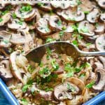 One-pot, Oven Baked Garlic Mushroom Rice. A simple, comforting, no frills kind of meal that you are going to be wanting to make again and again! 