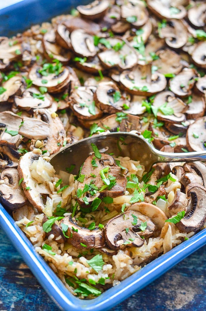 Oven Baked Garlic Mushroom Rice A Virtual Vegan