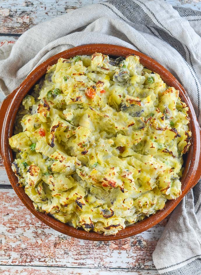 Bubble & Squeak in terracotta round dish