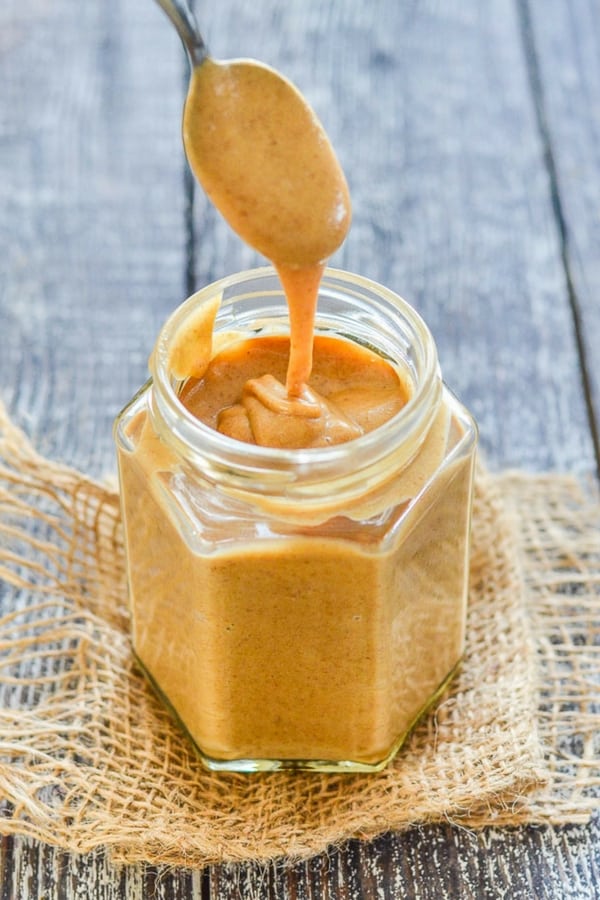 Thick, luscious, creamy & sweet Date Caramel. No cooking is involved & it can be ready in minutes. It's refined sugar & gluten-free & you can customize the thickness to make it as thick & spreadable or as thin and sauce-like as you want! #datecaramel #caramel #medjooldates #dates #vegan #healthy #healthyrecipe