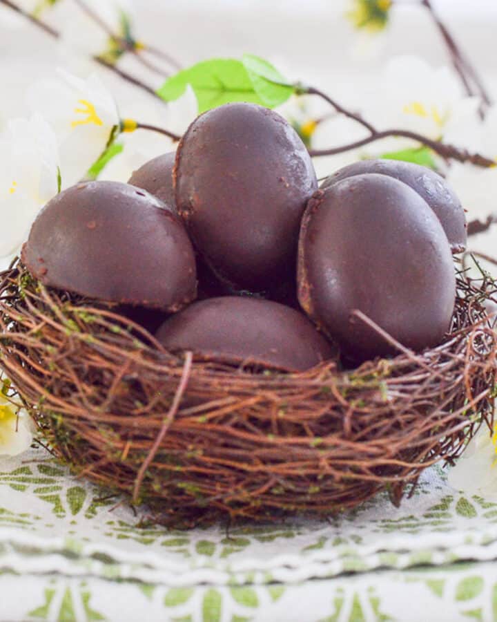 a nest of caramel eggs
