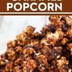 Vegan Chocolate Caramel Popcorn in a bowl