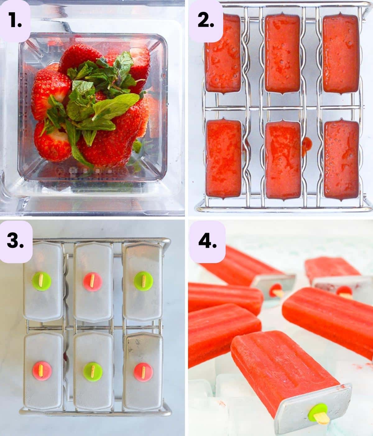 how to make strawberry popsicles step by step