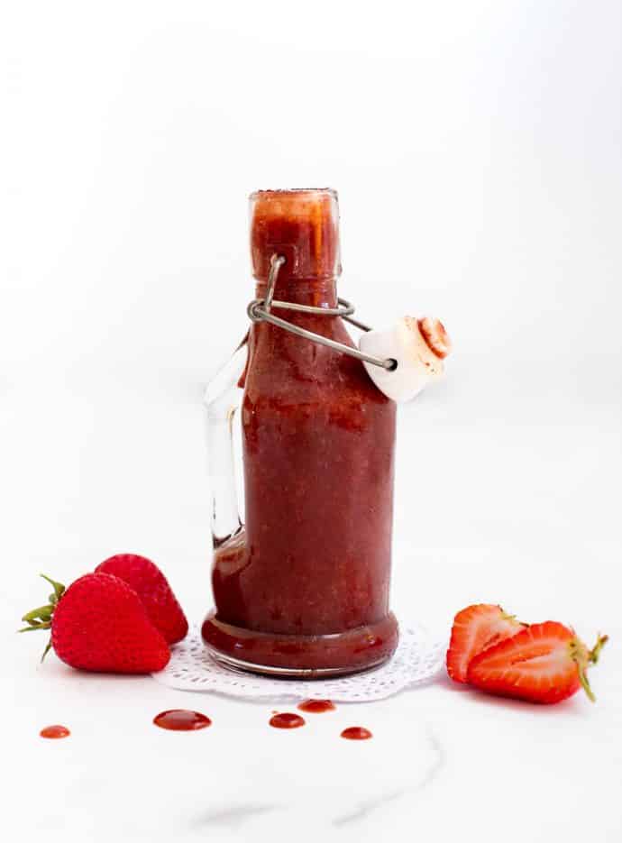 Homemade Strawberry Vinaigrette in a bottle
