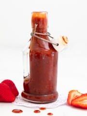 a bottle of strawberry vinaigrette