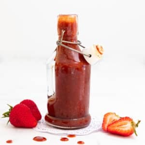 a bottle of strawberry vinaigrette