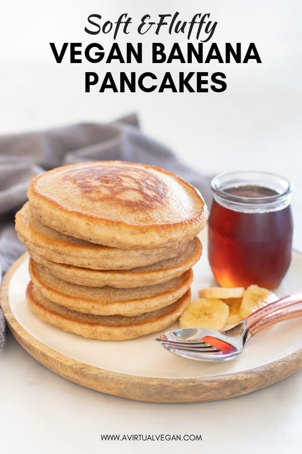 Hands down THE best Vegan Banana Pancakes. They are soft, fluffy, super delicious and so simple to make, from scratch, in a blender. This is an essential, keep handy in your back pocket, recipe that everyone needs for an easy, yet decadent breakfast! #pancakes #veganpancakes #bananapancakes #veganbananapancakes #breakfast #veganbreakfast