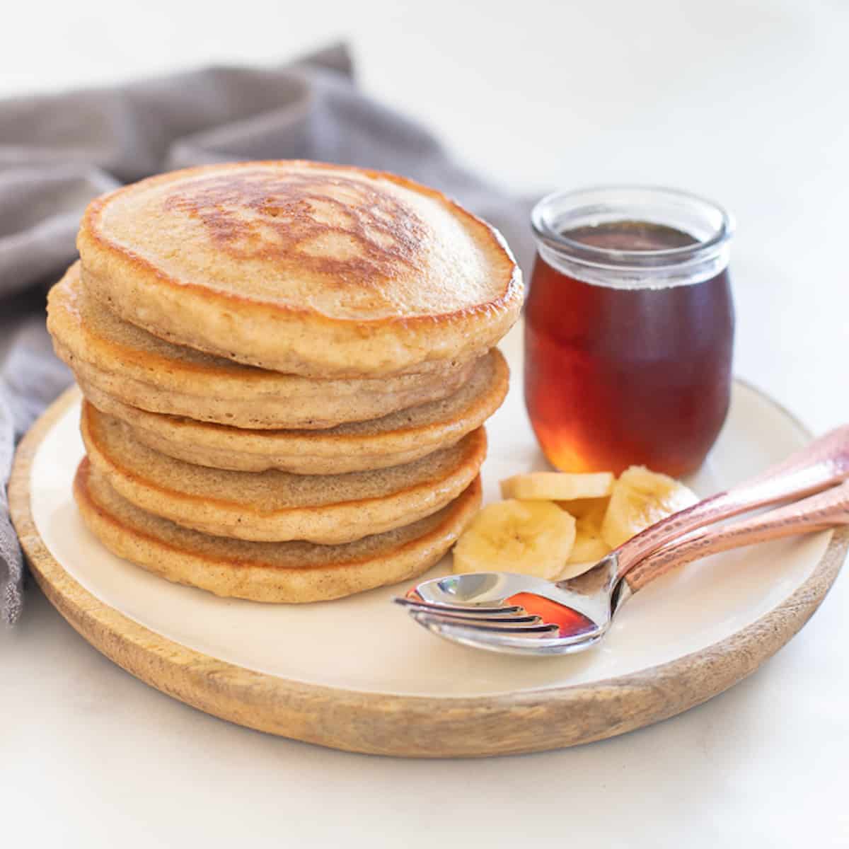 a stack of banana pancakes