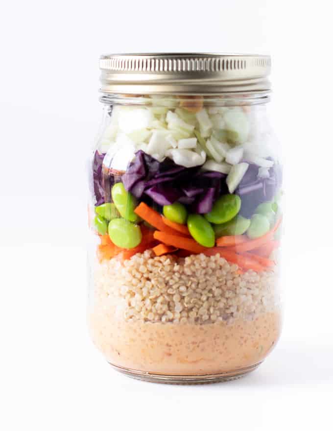 A layered salad in a jar
