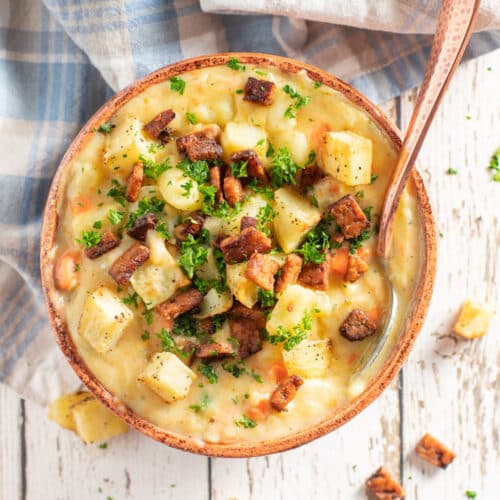 a bowl of potato soup