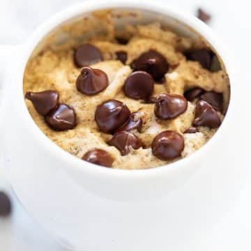 chocolate chip cookie in a mug