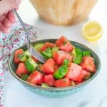 watermelon mint salad in a bowl