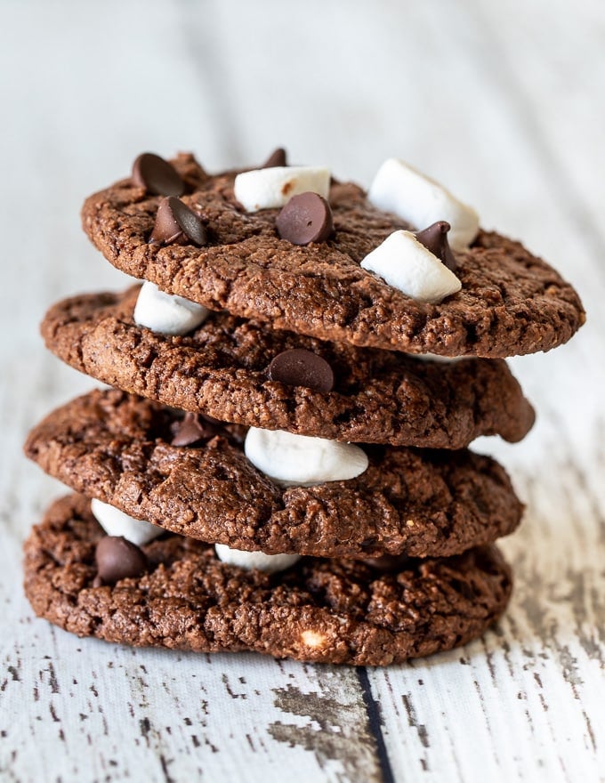 stack of chocolate marshmallow cookies