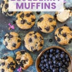 Soft, fluffy Vegan Blueberry Muffins, bursting with juicy, jammy blueberries! Quick, easy and made with basic ingredients, you’ll appreciate their simplicity.