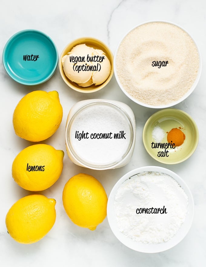 ingredients for vegan lemon curd