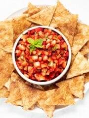 strawberry salsa with cinnamon chips