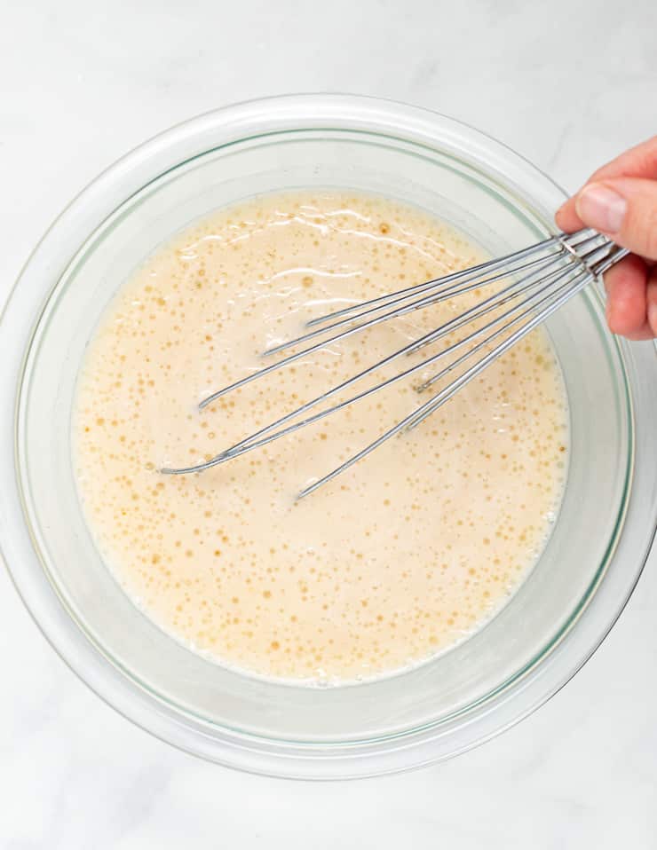 liquid ingredients for making pancakes