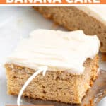 An easy to make, soft, fluffy, moist and perfectly spiced Vegan Banana Cake smothered in decadent vegan cream cheese frosting.