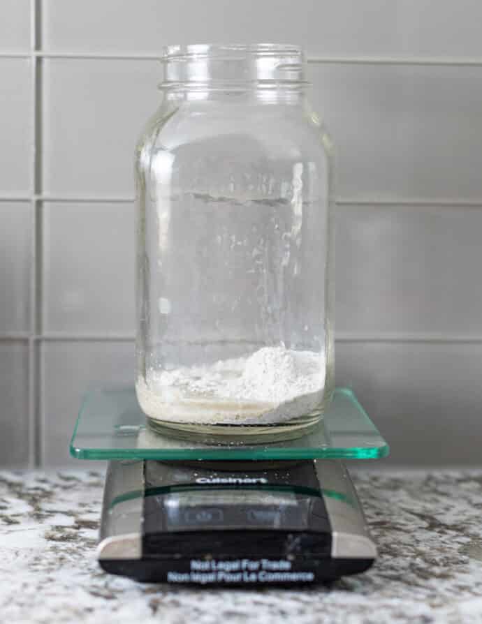 flour and water in a clean jar