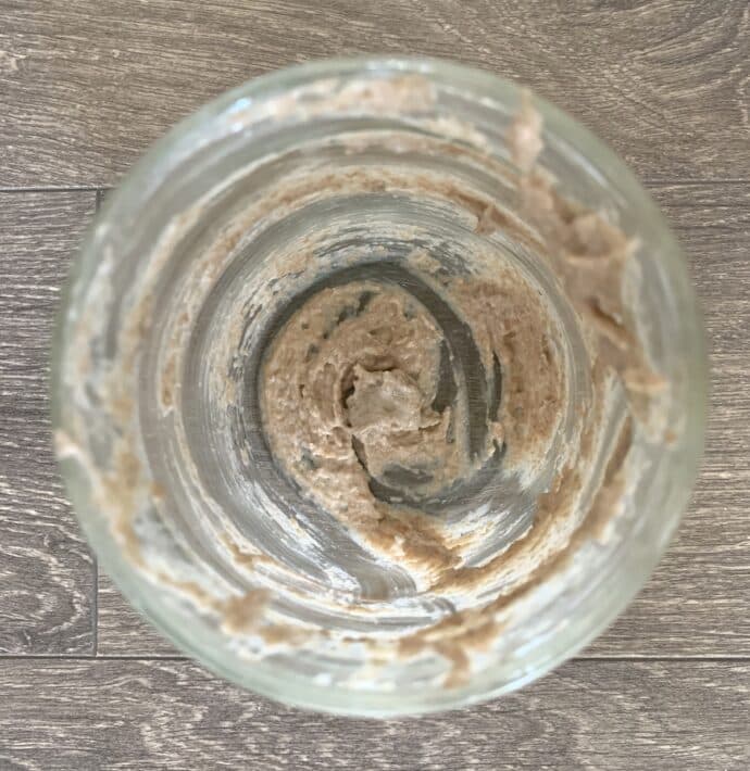 sourdough starter scrapings in a jar