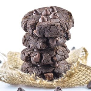 a stack of 4 chickpea chocolate chip cookies