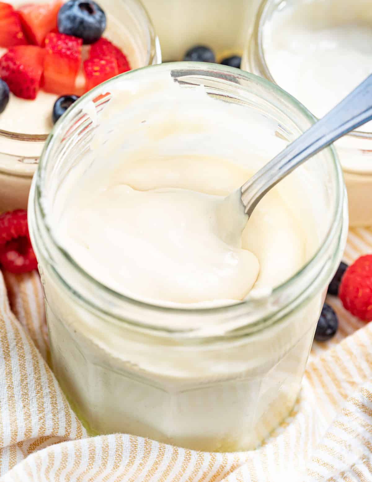 smooth and creamy vegan yogurt in a jar