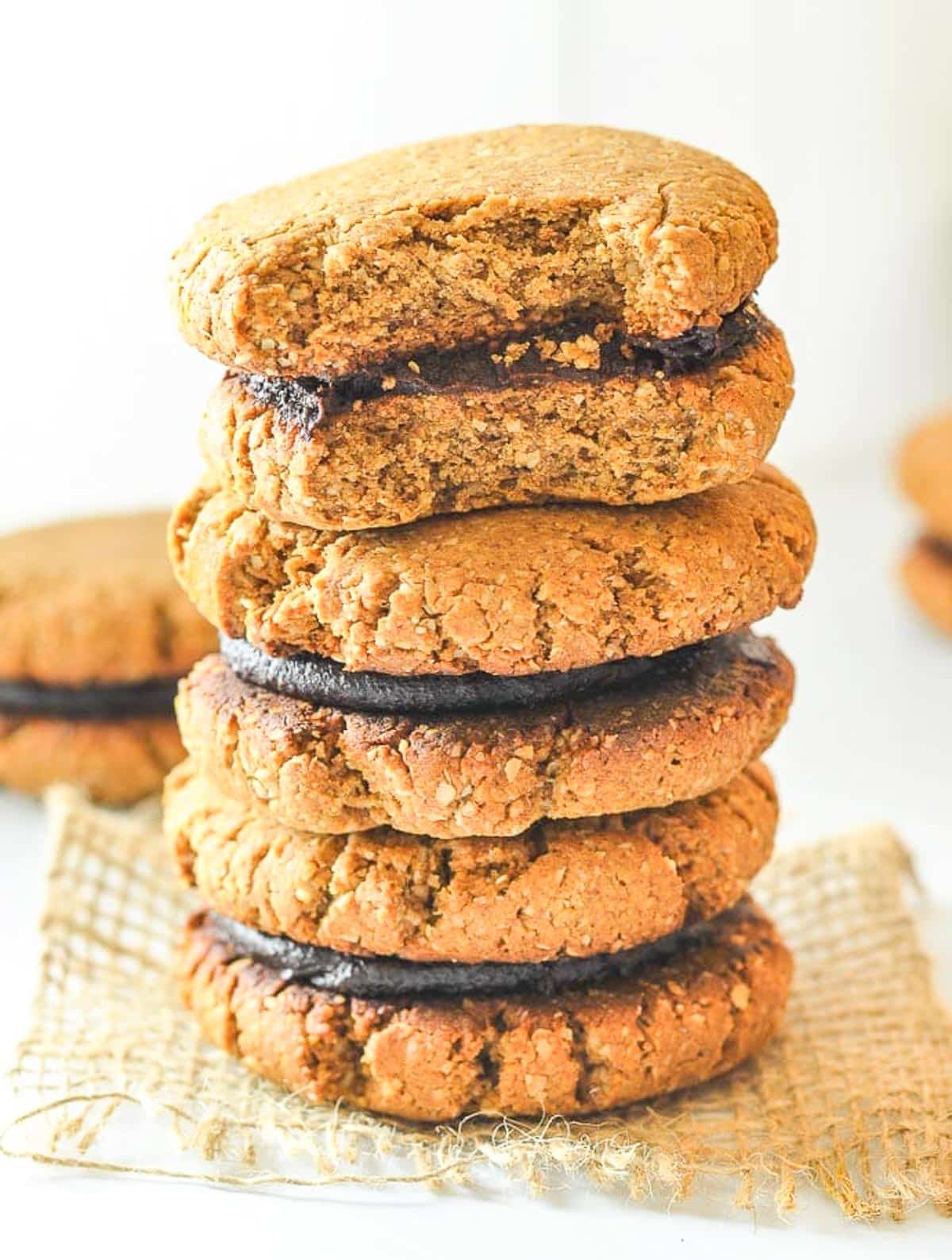 a stack of 3 sandwich cookies
