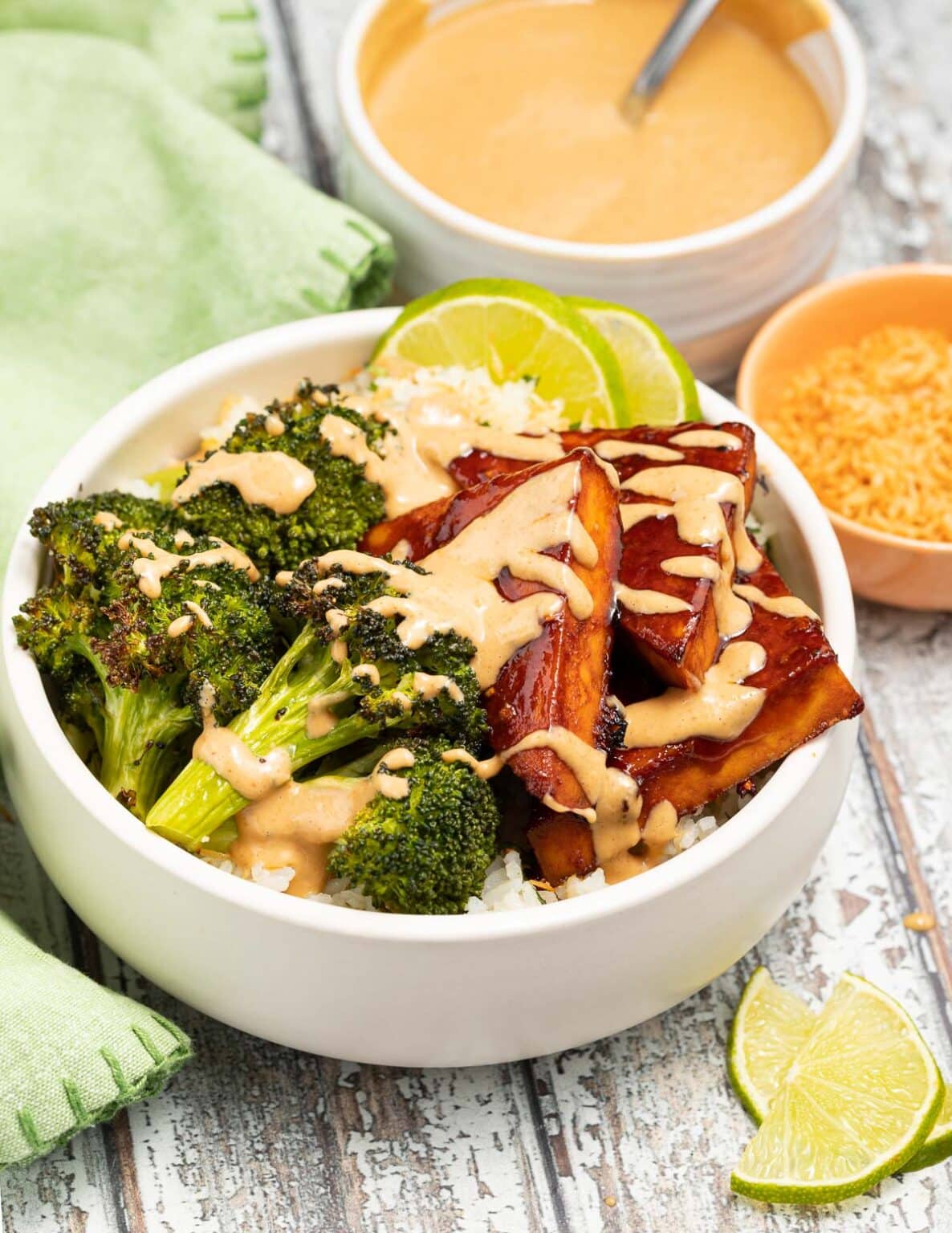 Tofu Bowls with Rice, Broccoli & Peanut Sauce A Virtual Vegan