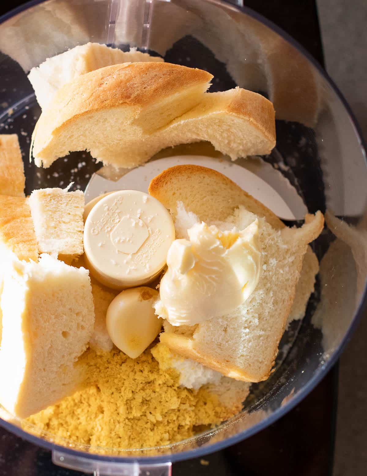bread crumb topping ingredients in a food processor