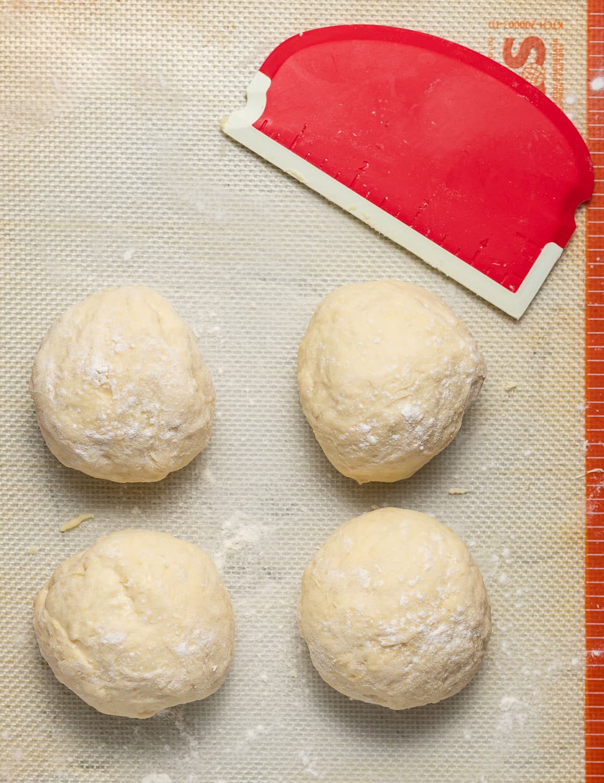 4 balls of dough