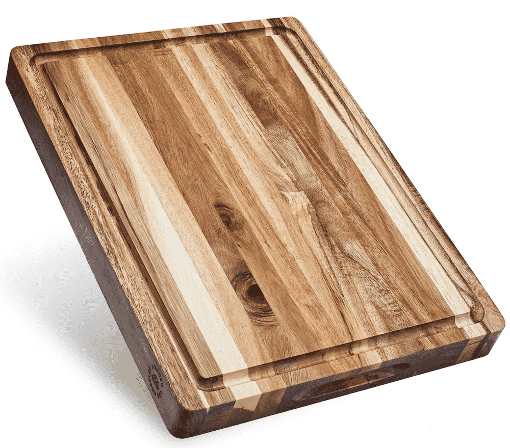 a wooden cutting board