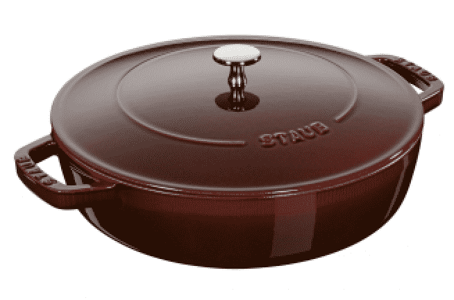 Sur La Table Kitchen Essentials 3.75-Quart Enameled Cast Iron All-In-One  Multi-Purpose Non-Toxic Nonstick Braiser Pan w/ Borosilicate Glass Lid