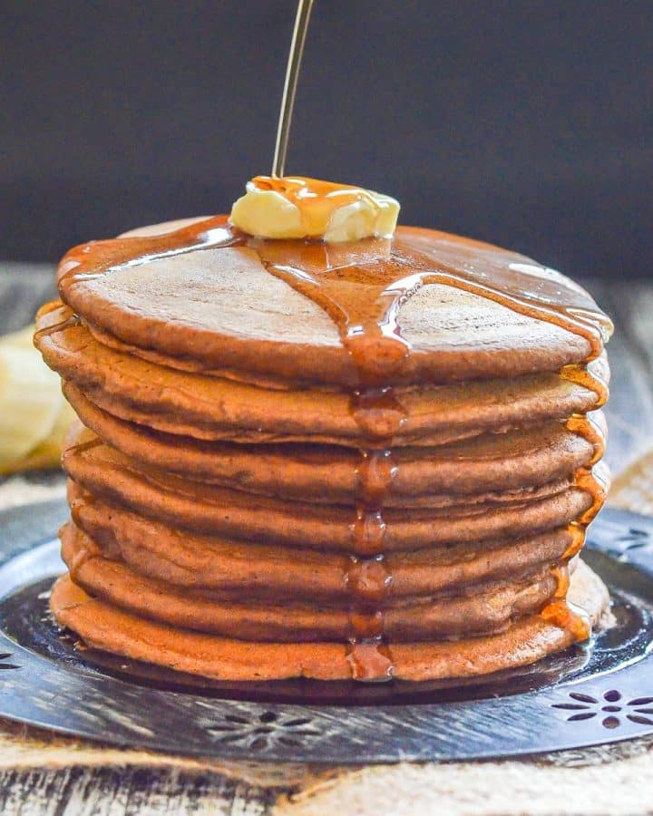 a stack of gingerbread pancakes