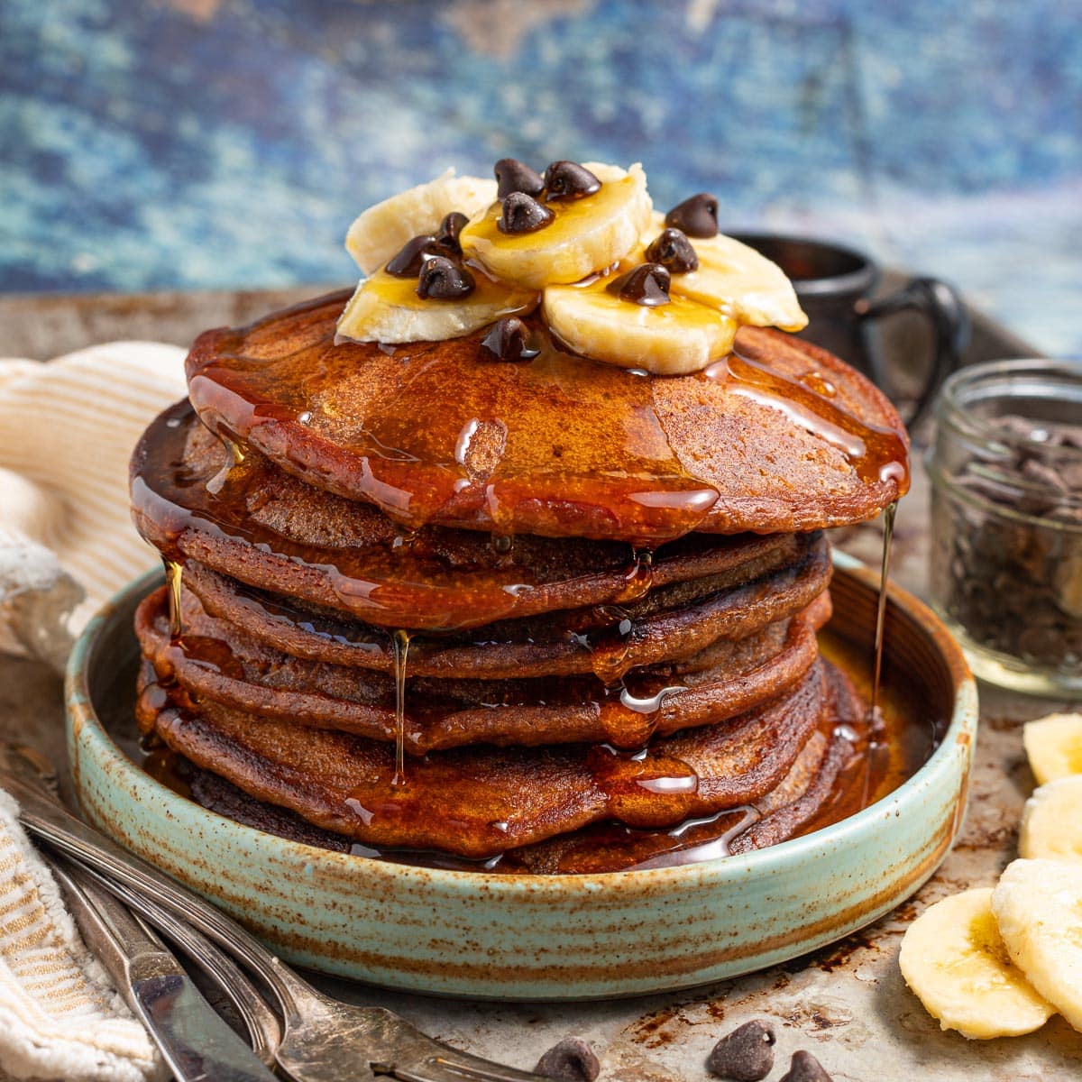 Chocolate Banana Pancakes - A Virtual Vegan