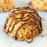 a chocolate covered vegan coconut macaroon