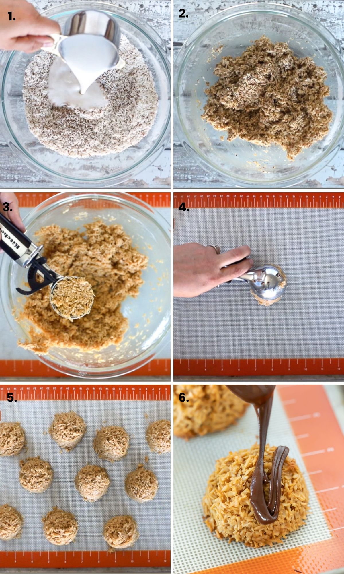 process photos of how to make vegan macaroons