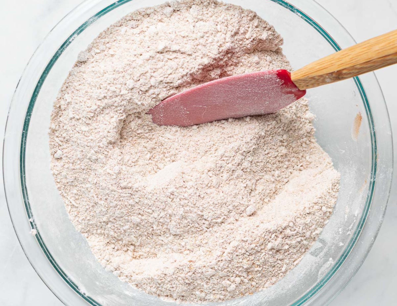 dry cake ingredients in a bowl