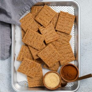 a tray of vegan graham crackers