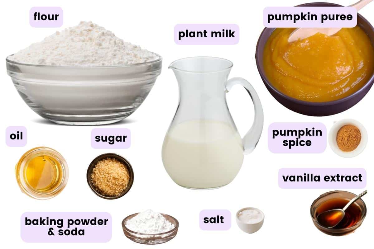 ingredients for vegan pumpkin pancakes