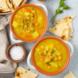 2 bowls of chickpea curry soup