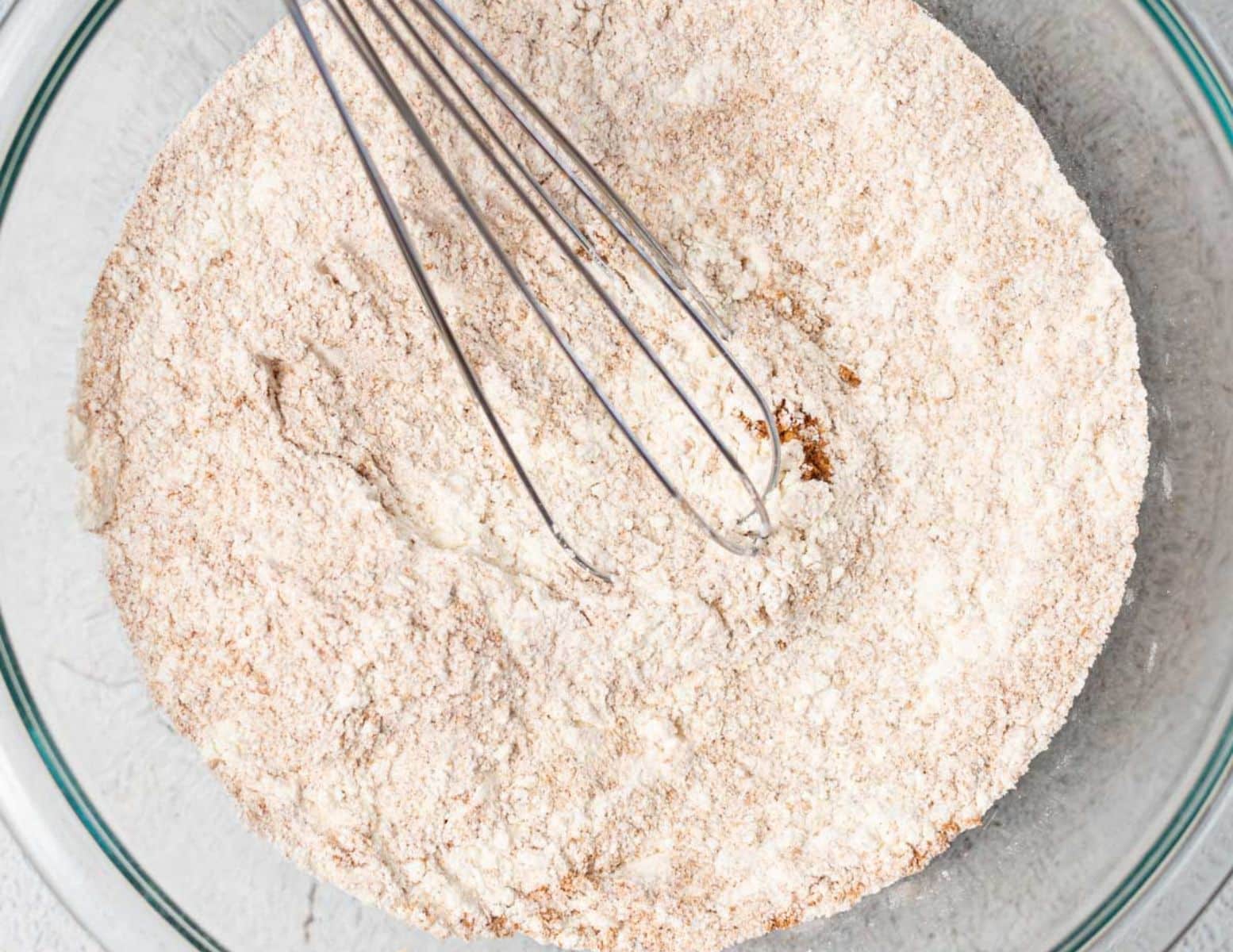 dry muffin ingredients in a bowl