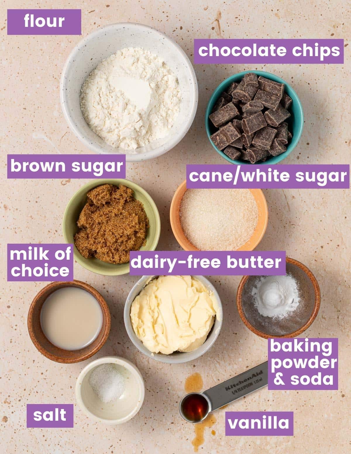 ingredients for air fryer chocolate chip cookies
