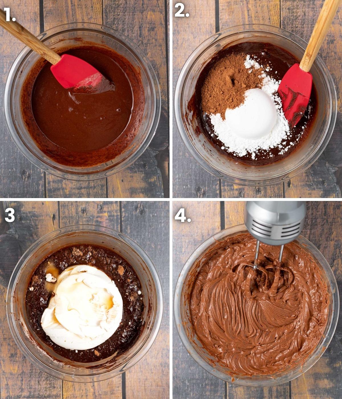 how to make the chocolate cheesecake filling as per the written instructions