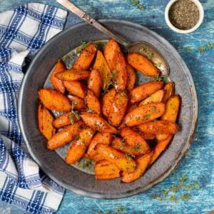 a plate of air fryer carrots