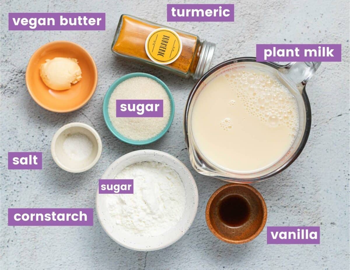 ingredients to make vegan custard as per the written ingredient list