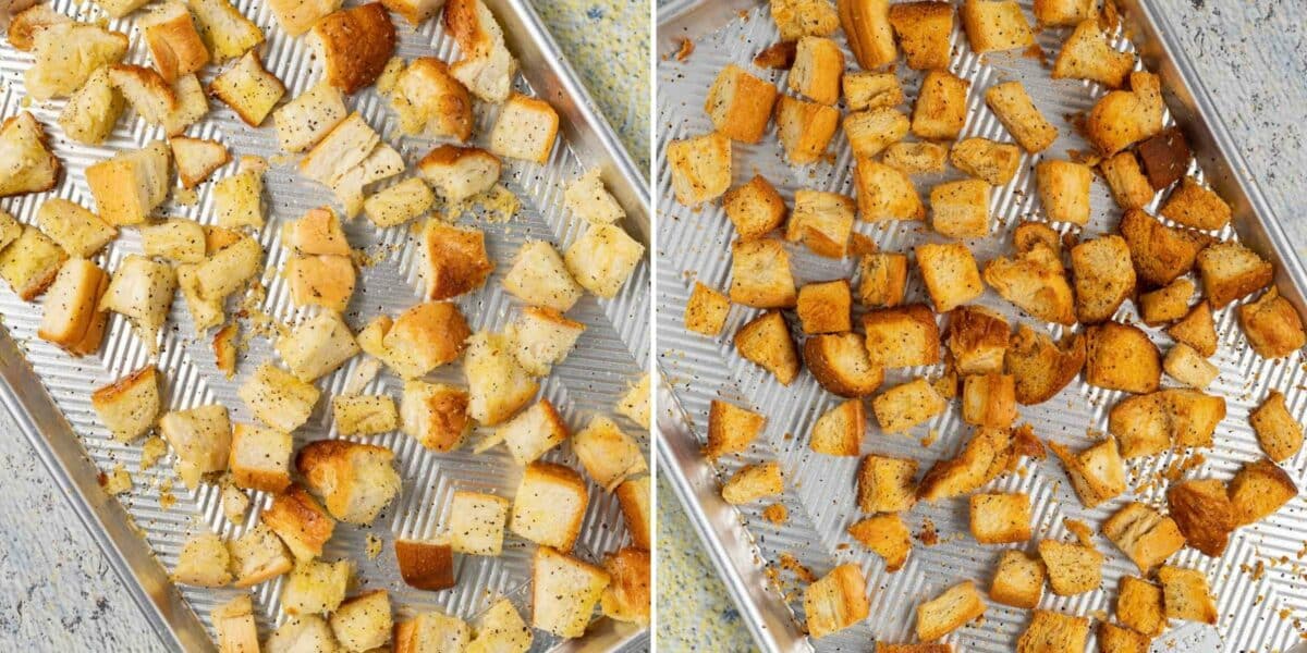 croutons before and after cooking
