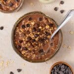 a bowl of chocolate overnight oats